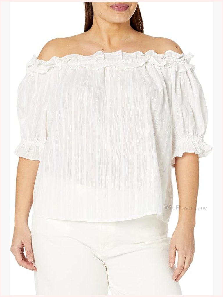 Off-Shoulder Ruffle Blouse With Button Details
